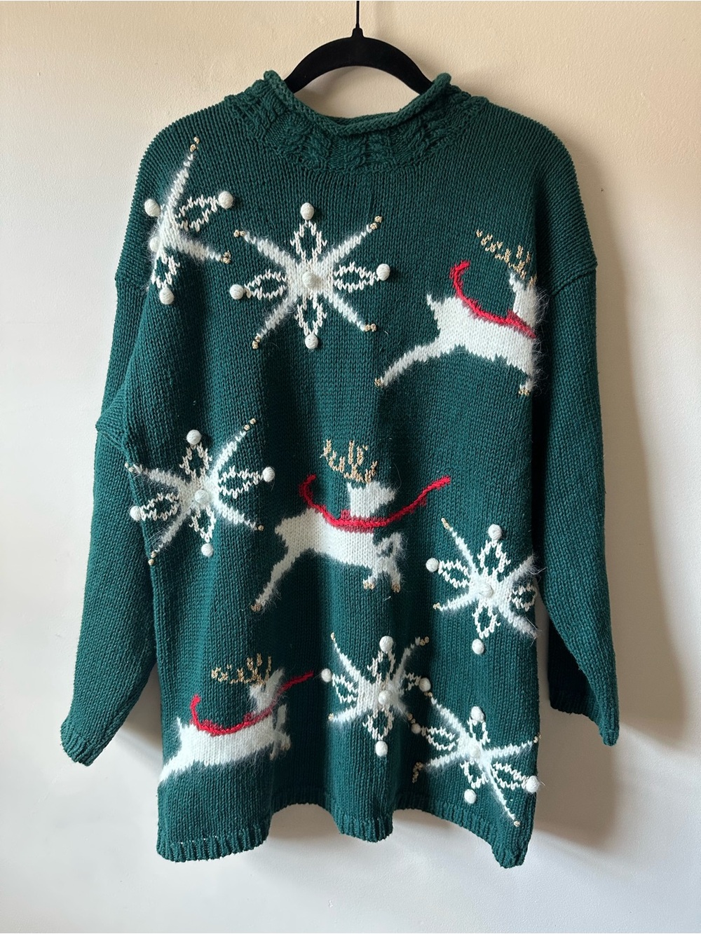 Vintage 90s Lauren Hansen Ramie Cotton Angora Blend Christmas Sweater